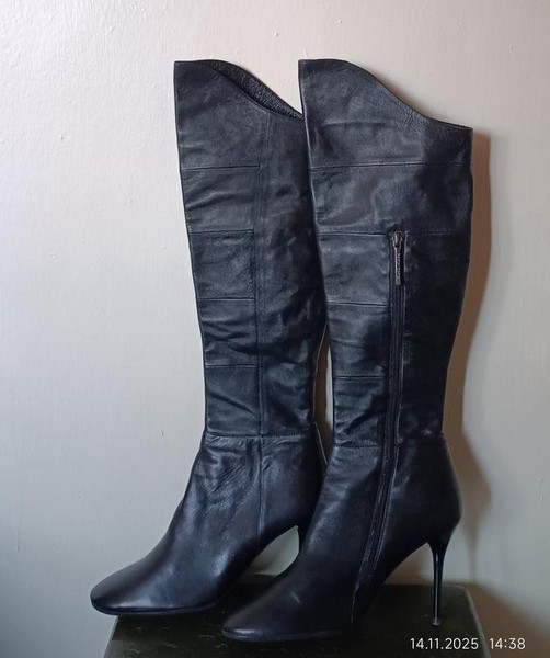 Women Paolo Conte Boots Black Leather 38 #49WU