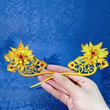 Gold Plated Peony Hairpin New Chinese Style Wedding Hanfu Accessory