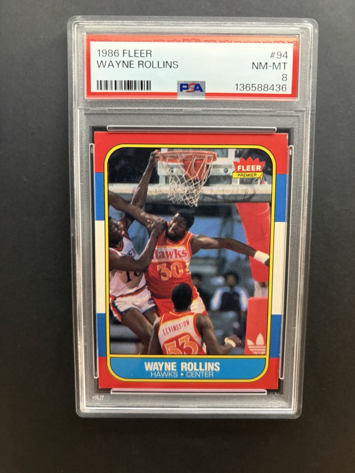 1986 Fleer Basketball #94 Wayne Rollins PSA 8 NM-MT Atlanta Hawks