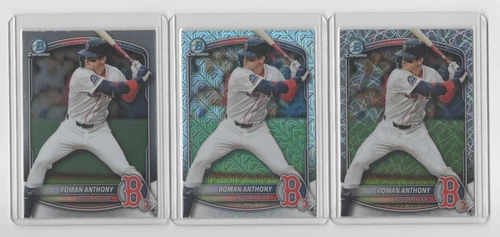 Roman Anthony 2025 Bowman Chrome, Mega & Laser Refractor BCP167- 3 card lot