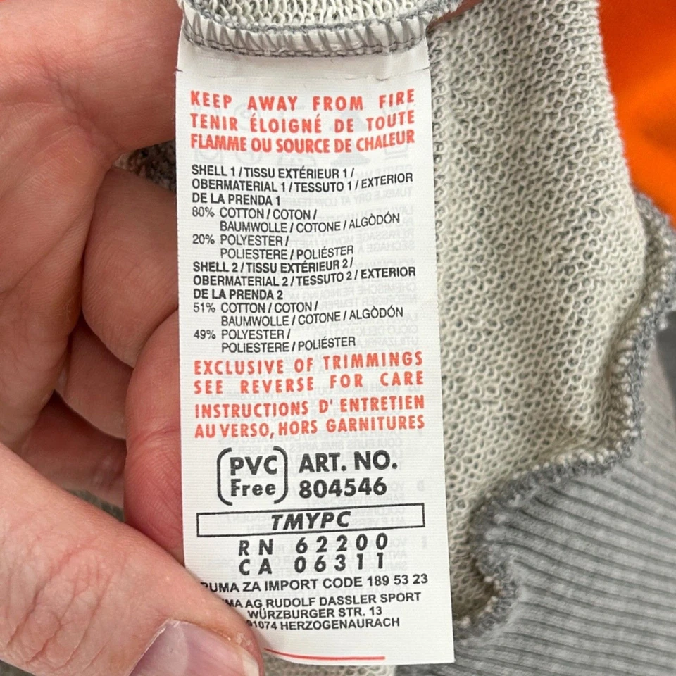 Puma Zip Up Long Sleeve Orange Gray Jacket Size Large - Image 4 of 4