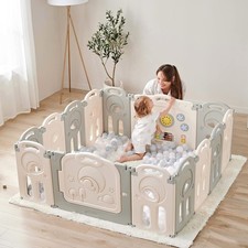 Castle Foldable Baby Playpen 14 Panel Safety Play Yard w/Activity Wall Board