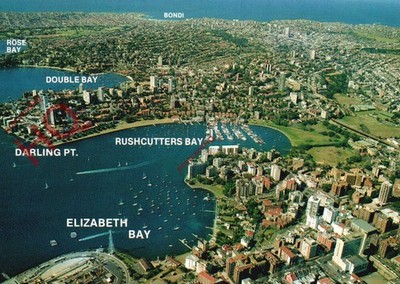 Ansichtskarte>>Sydney, Luftaufnahme östlicher Vororte