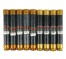 Lot of 9 Bussman Fusetron Fuses -(5) FRS-R-2 & (4) FRS-3-R Time Delay 600V 2A 3A