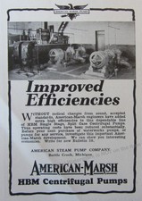 Anuncio 1928 * Bombas de agua centrífugas American Marsh HBM eficiencia municipal