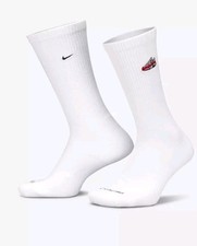 Nike Air Max 1 Socks White everyday plus dri-fit FQ0327-100 NWT L Large 8-12