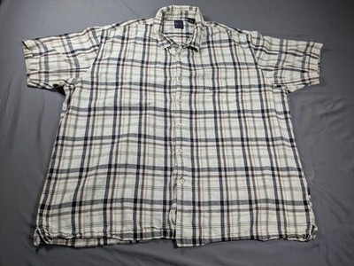 Kani Gold Shirt Mens 3XL White Plaid Linen Short Sleeve Button-Up Karl Kani Y2K