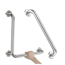 Angled Grab Bar 16 Inch,  Stainless Steel L-Shaped 16x16 inch Brushed Nickel