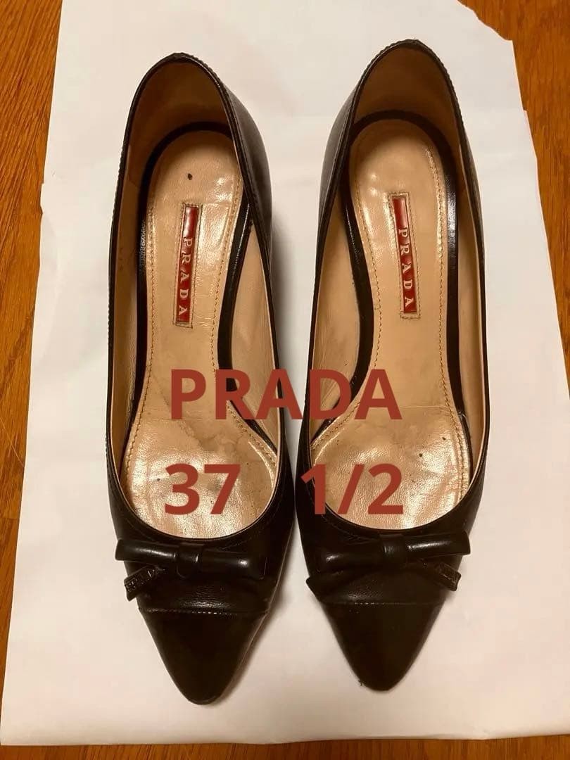 PRADA Women's Pumps High Heels Size:37.5/JP:Leather From Japan 135167K Authentic
