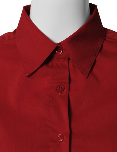 Womens Button Down Shirt Basic SLIM FIT Simple Short Sleeve Collared S010 - Picture 27 of 95