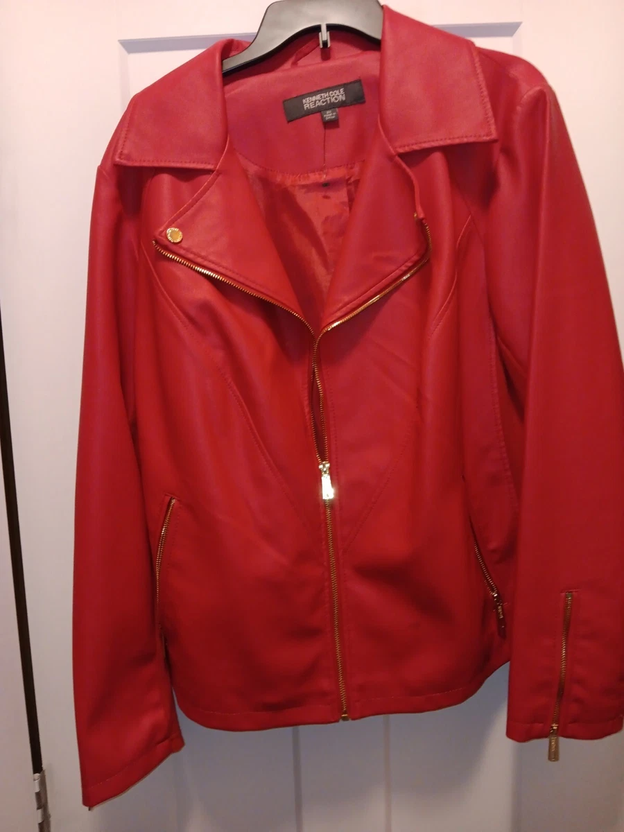 Kenneth cole reaction red leather jacket clearance