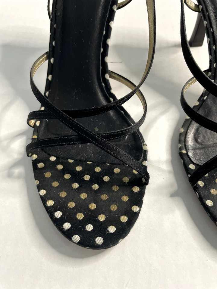 Sandalia Lilly Pulitzer Mujer Talla 9.5 Negra Lunares Via Palm Beach Tacón Tirantes Foto 4 de 4