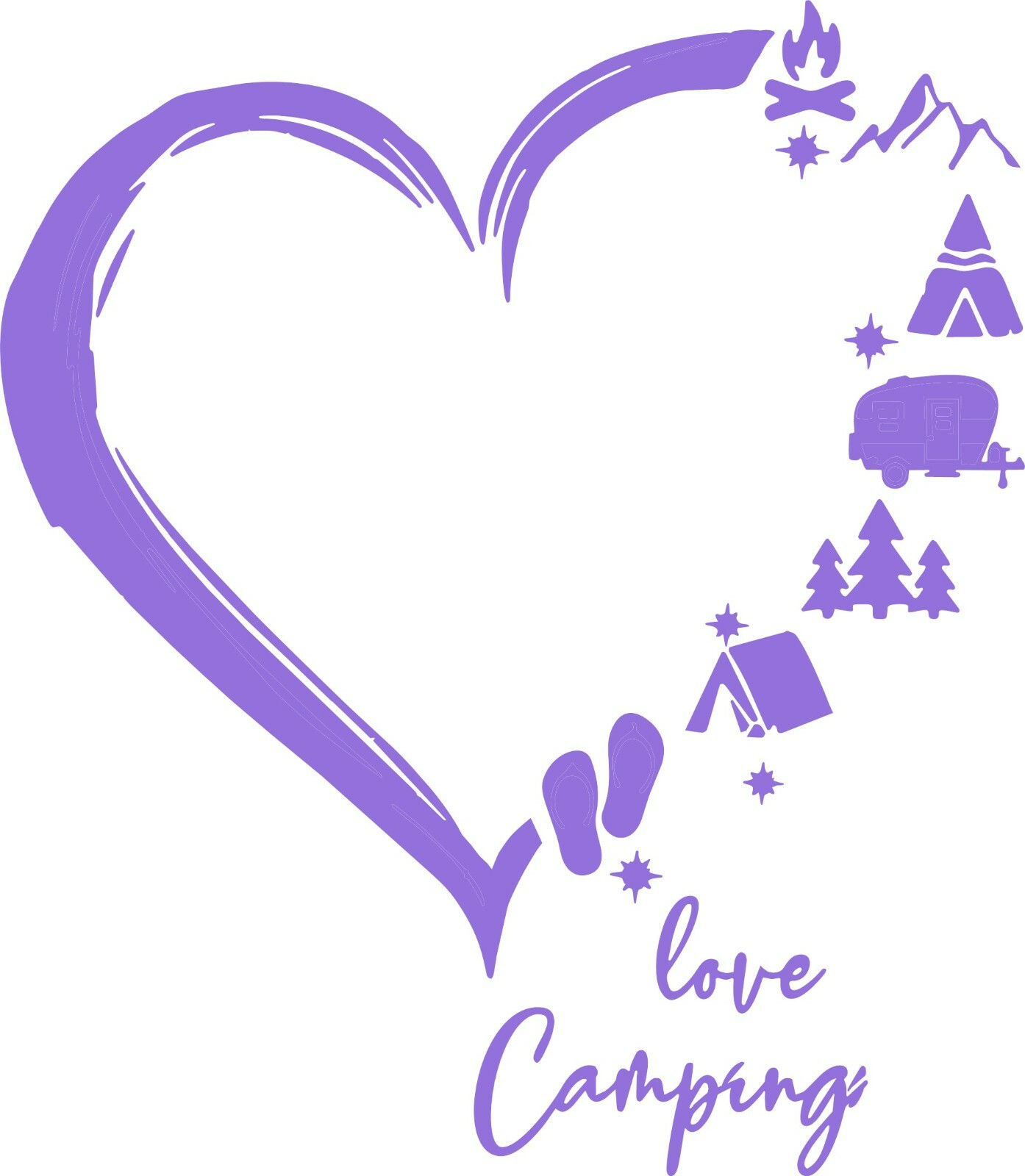 HEART LOVE CAMPING RV CAMPING DECAL STICKER