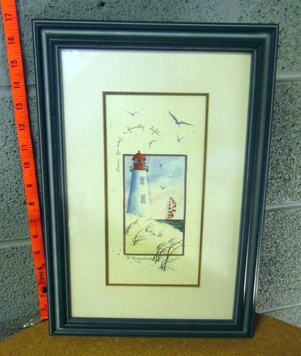 ROBBEN ISLAND LIGHT framed & matted Cape Town print Morgan home decor 1994 - Picture 2 of 4