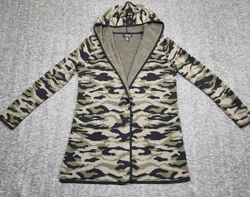 Rachel Zoe Pullover Damen große Strickjacke Camouflage Kapuze Hip Hop Hipster Staubtuch - Bild 3 von 16