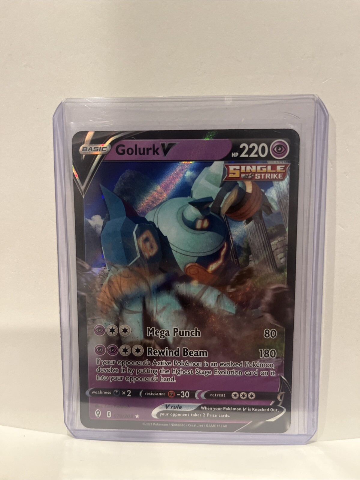 🔥Pokémon TCG-Golurk V-Evolving Skies-070/203-Ultra Rare-M/NM!Pack Fresh!🔥