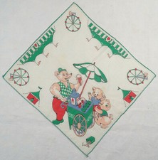 Vintage Child's Handkerchief Circus Vendor Bears