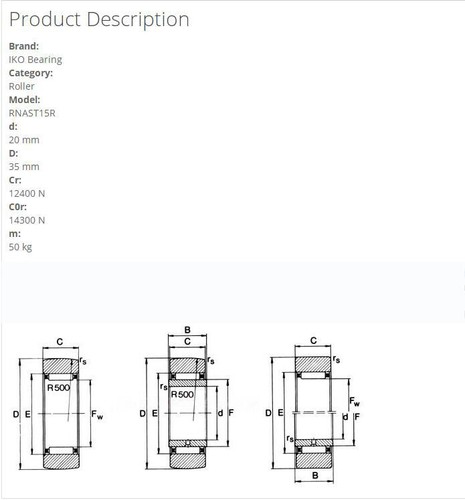 1X IKO RNAST15R Thrust Roller Bearing, Roller Follower 20x35x11.8mm. - Picture 5 of 5