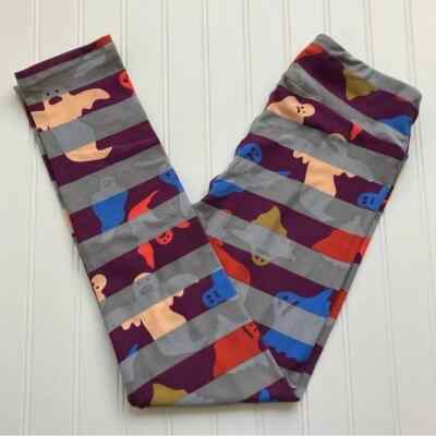   NWT LuLaRoe OS leggings Halloween purple gray striped ghosts one size NEW
