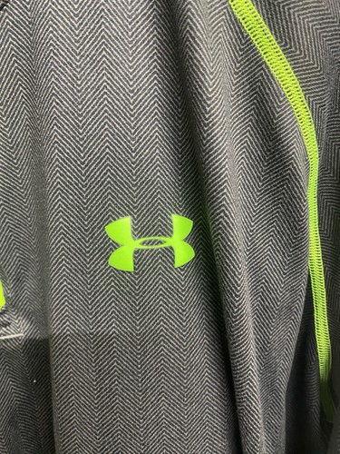 Men's Under Armour Heat Gear 1/4 Zip Pullover Shirt Gray/Neon Size 2XL Loose - Picture 2 of 4