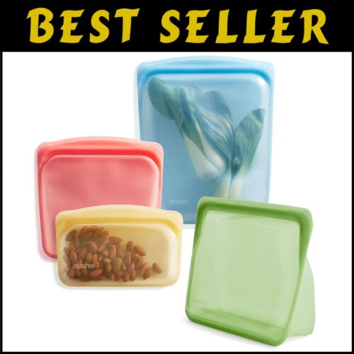 BPA-Free 4-Pack Silicone Food Storage Bags - Stylish, Functional, Eco-Conscious