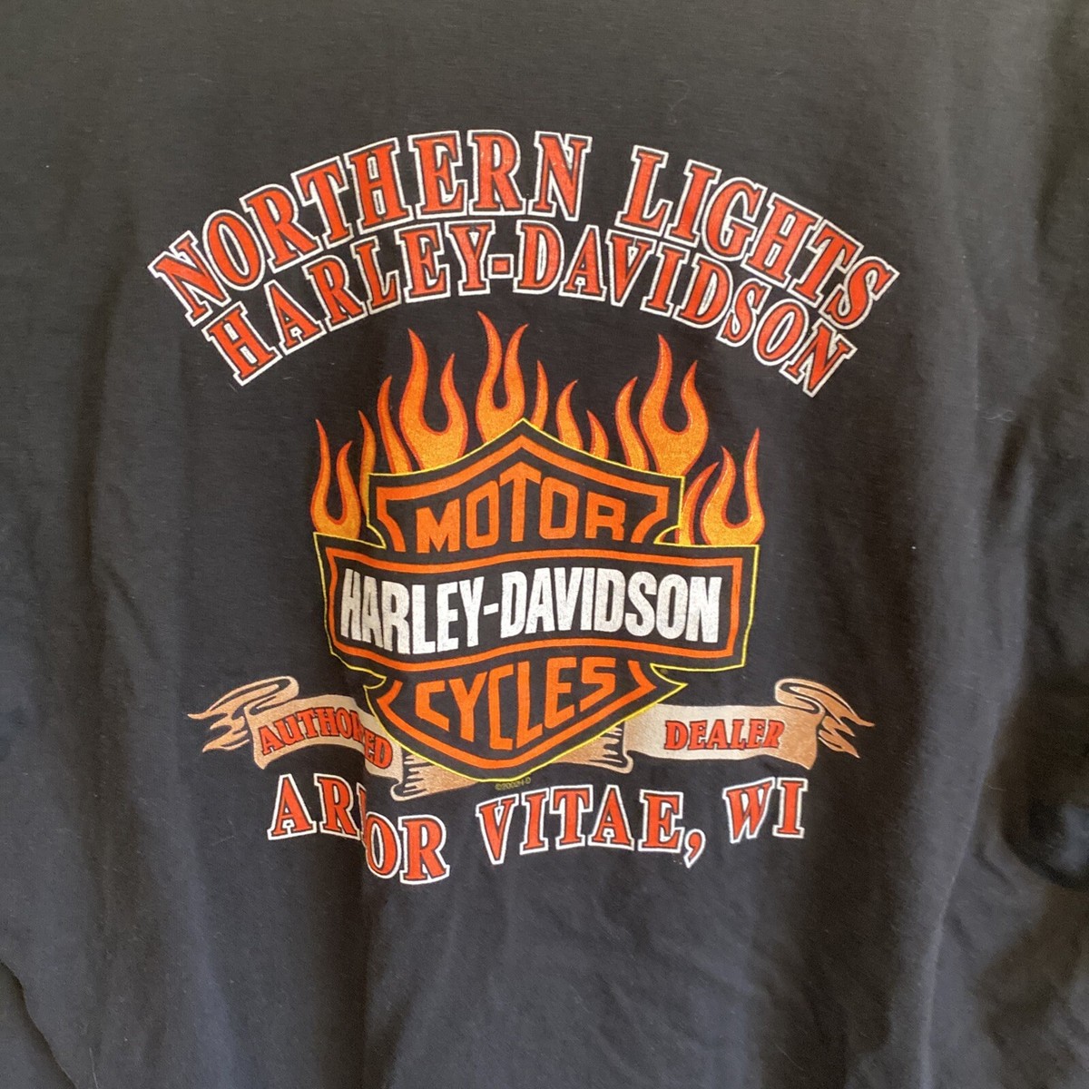 T-shirt Manches Longues Harley Davidson Arbor Vitae WI Northern Lights - Taille Enfant 6/8, Occasion Très Bon état