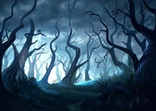 7x5ft Halloween Night Spooky Woods Dead Trees Vinyl Backdrop Photo Background LB