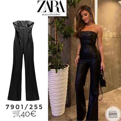 ZARA STRAPLESS FAUX LEATHER JUMPSUIT 7901/255/015 | eBay
