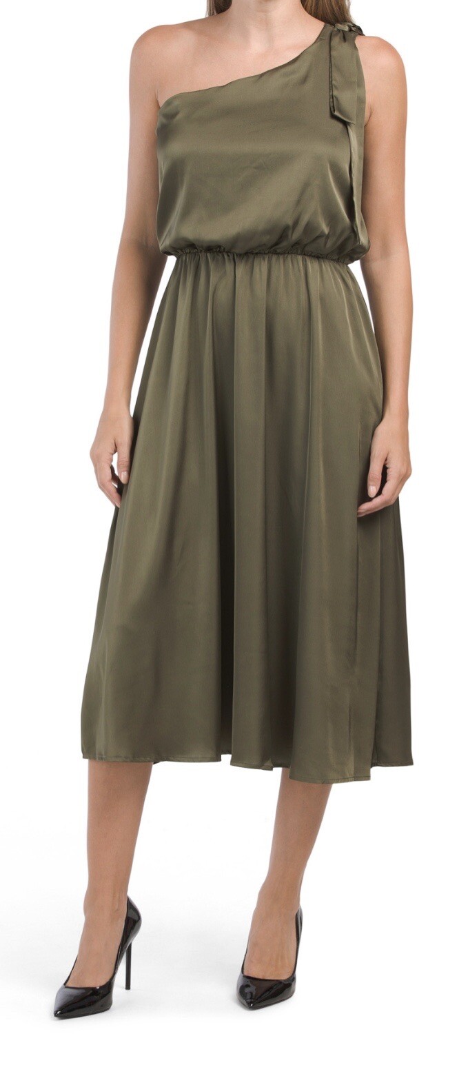 Womens Nicole Miller One Shoulder Midi Dress  Size Small
