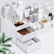 Dressing Table Top Organiser Extra Large Make Up Holder Storage Box w/ 2 Drawers