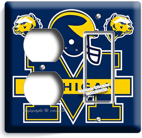 UNIVERSIDAD DE MICHIGAN WOLVERINES FÚTBOL INTERRUPTOR SALIDA DE LUZ PLACA DE PARED DECORACIÓN - Imagen 27 de 30