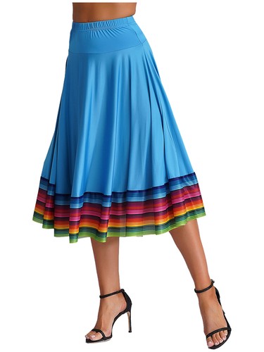 Womens Long Full Circle Folklorico Mexican Flamenco Performance Dance Skirts - Picture 78 of 173