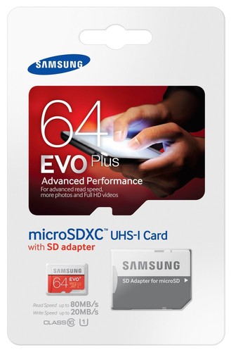 SAMSUNG EVO Plus 64GB MicroSD Micro SDXC C10 Flash Memory Card w/ SD Adapter - Picture 1 of 3