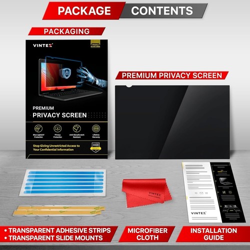 VINTEZ [2 Pack] 15.6 Inch 16:9 Computer Privacy Screen Filter for Widescreen Mon - Afbeelding 5 van 9