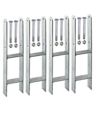 4x Pfostenanker H-Anker 91 mm für Pfosten 9x9 cm Carport 5mm + Befestigungsset