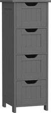 Bathroom Floor Storage Cabinet Freestanding Wood Side Organizer w/4 Drawers Grey