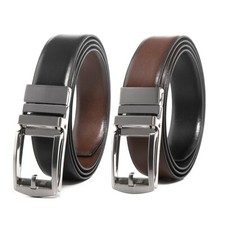 Mens Reversible Belt, No Holes Strap Ratchet Mens Belt with Gift Box One Size