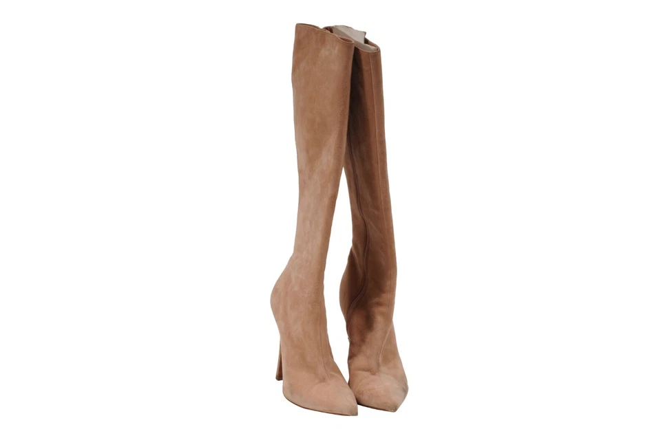 Botas hasta la rodilla Alaia para mujer talla US8.5 EU38.5 rosa tostado gamuza 110 mm tacones puntiagudos Foto 2 de 4
