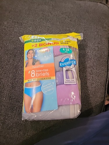 FRUIT OF THE LOOM HEATHER LOW RISE BRIEFS MULTICOLOR 7 PACK SZ 9 2X Open Pack - 第 1/12 張圖片