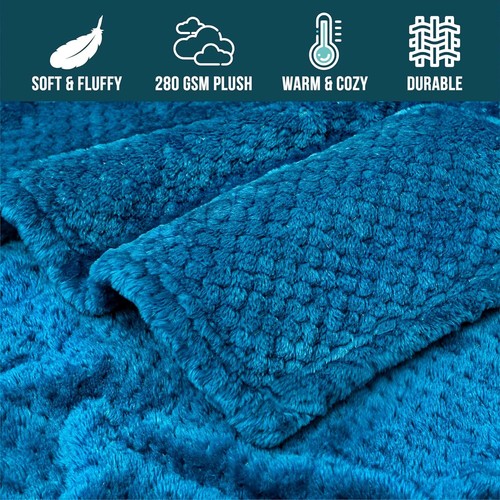 LUXURY POPCORN BLANKET FLEECE TRAVEL THROW SOFA BED WARM COSY SHERPA FAUX FUR - Picture 53 of 107