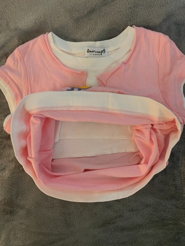 NWT American Girl Pink Cap sleeve shirt top "Varsity League" Chick Size Medium - Picture 6 of 8
