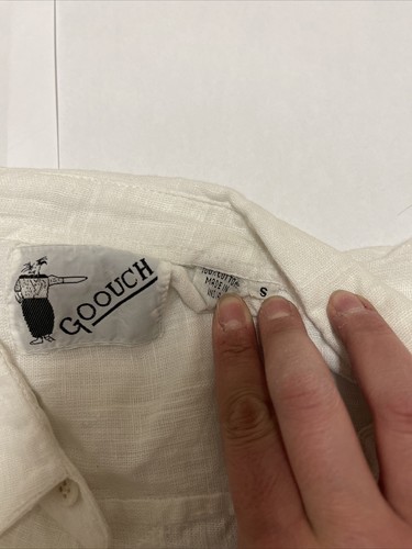 Goouch Vintage Size S Small Striped Short Sleeve White Shirt 100% Cotton Thin - Picture 6 of 7
