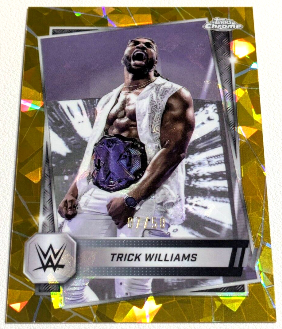 Trick Williams 2025 Topps Chrome WWE Sapphire Gold Refractor /50 NXT #15
