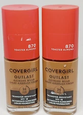 Covergirl Outlast Extreme Wear Foundation SPF 18 - #870 Toasted Almond QTY 2