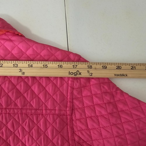 Quacker Factory Quilted Jacket Womens L Pink Rhinestone Silk Zip Up Long Sleeve - Picture 5 of 10