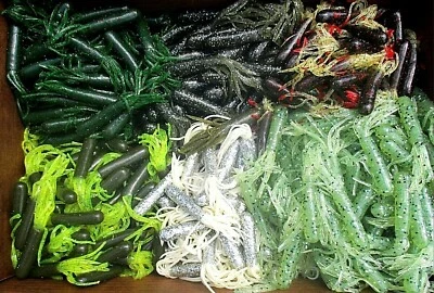 ALL AMERICAN TOURNAMENT QUALITY SOFT PLASTIC LURES 40ct ASSORTED 3.5" & 4" Hollow SALTY TUBES Bass Fishing Lures Tube Baits Jigs