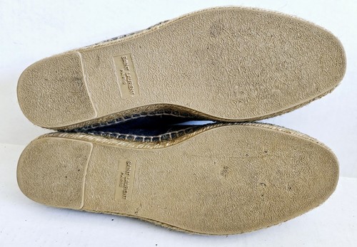 Authentic Yves Saint Laurent Denim YSL Logo Embroidered Espadrilles 39/8.5US - Picture 10 of 11