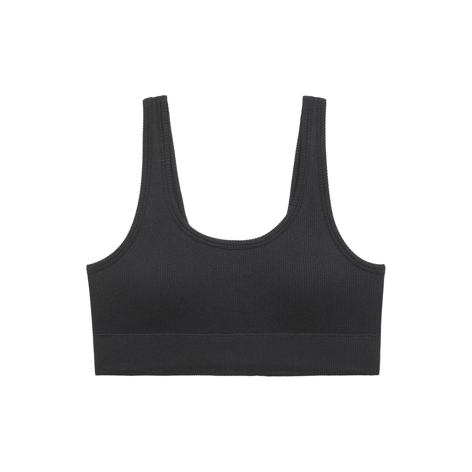 Sujetador sin costuras No Boundaries doble cuchara para mujer talla grande XXXL hollín negro --L4-- Foto 4 de 4