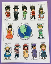 VTG Hallmark Stickers Hello From Around The World Children Joan Walsh Anglund