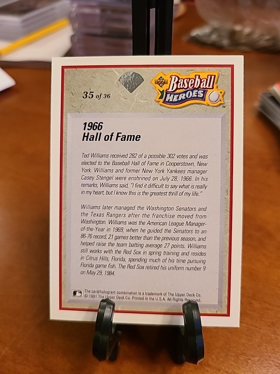 1992 Upper Deck - Baseball Heroes Ted Williams 1966 Hall of